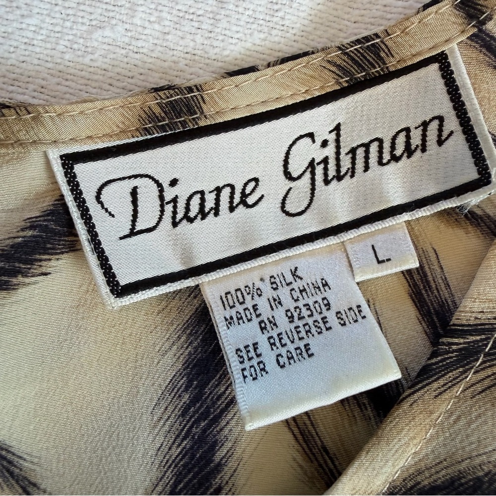 Diane Gilman 100% Silk Bold Zebra Print Tank L Quiet Luxury, Elevated Casual - Picture 4 of 9